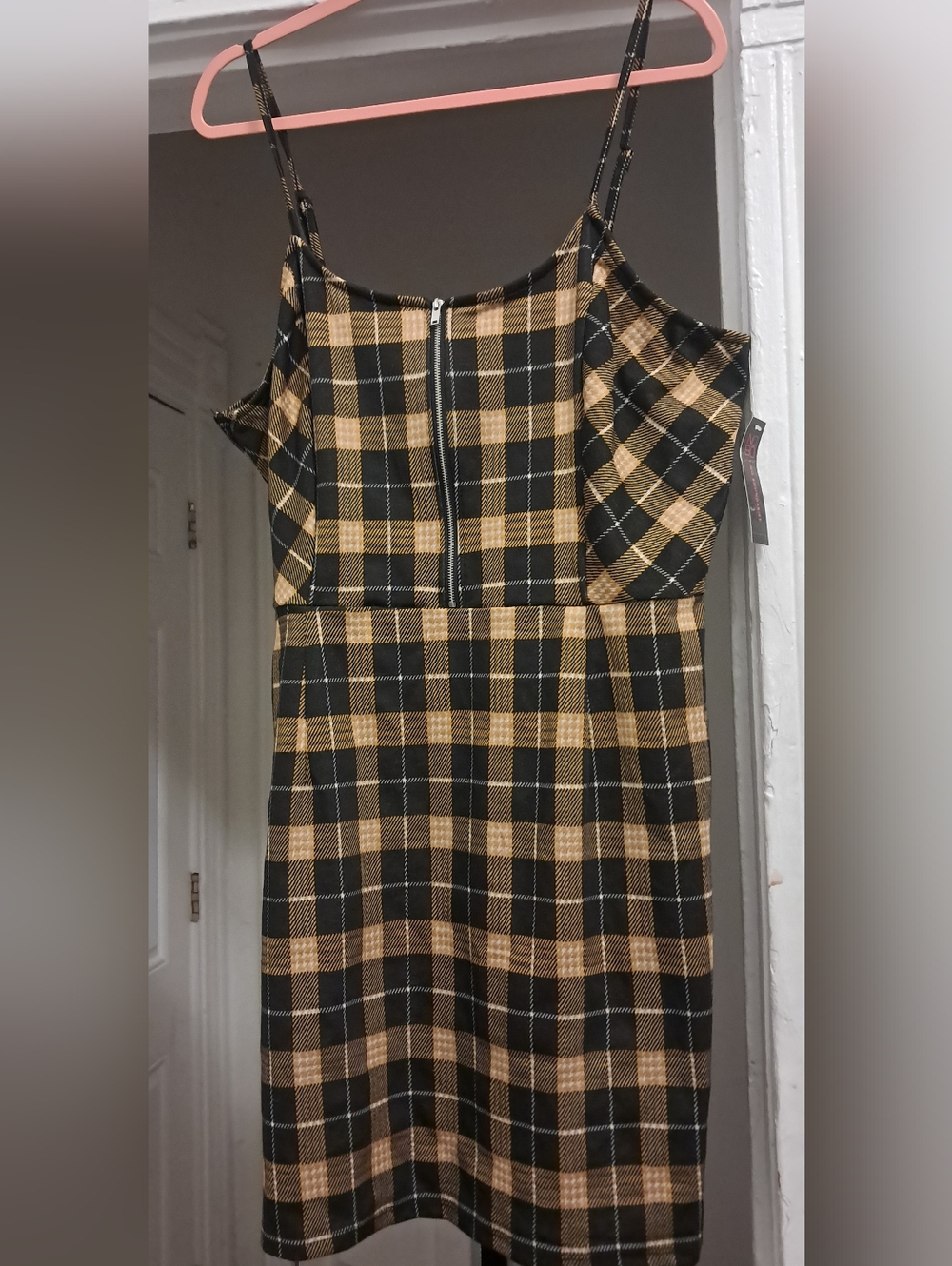 No Boundaries Black and Tan Plaid Tank Dress